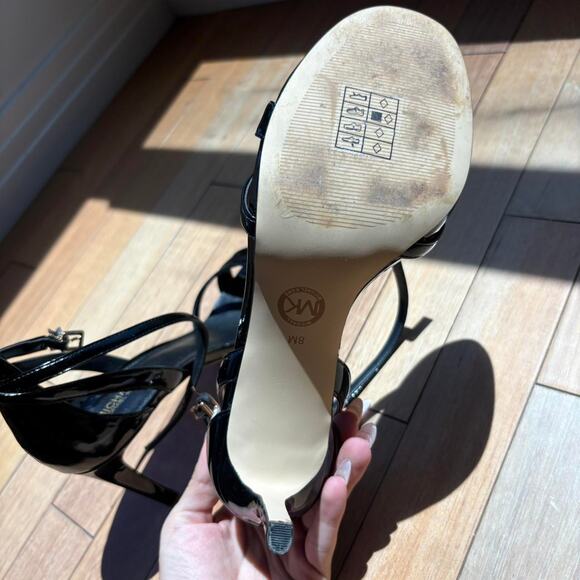 Michael Kors Black Patent Ankle Strap Stiletto Heels - Picture 5 of 8